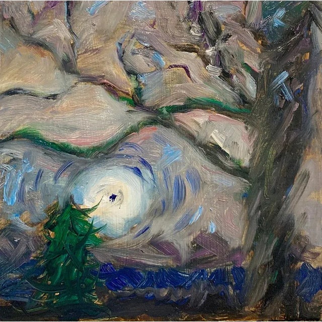 Wood "Blue Moon", Contemporary, Night Landscape, Oil Painting, Gallery Arts For Sale - Image 7 of 8
