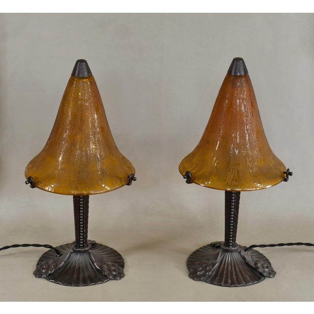 Art Deco French Art Deco Lamp by Louis Katona & Daum 1920s France - A Pair For Sale - Image 3 of 12