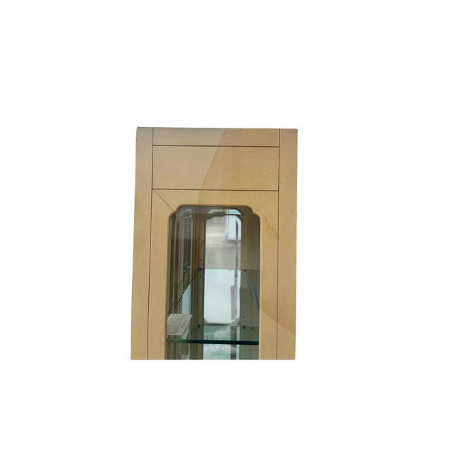 Vintage Henredon Faux Goatskin Pan Asian Campaign Curio Cabinet Hutch Display B For Sale In Philadelphia - Image 6 of 18