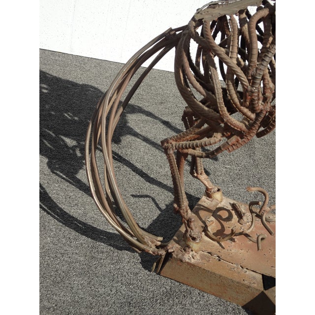 37"Tall Vintage Mid Century Brutalist Welded Metal Horse Sculpture Statue Stand For Sale - Image 12 of 16