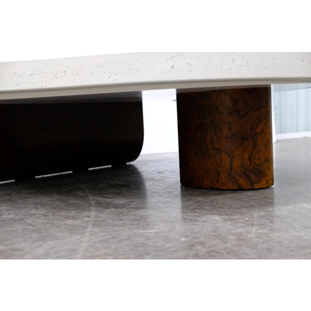 Large Isla Coffee Table, Burl Wood Base With Custom Fabricated Top For Sale In New York - Image 6 of 11