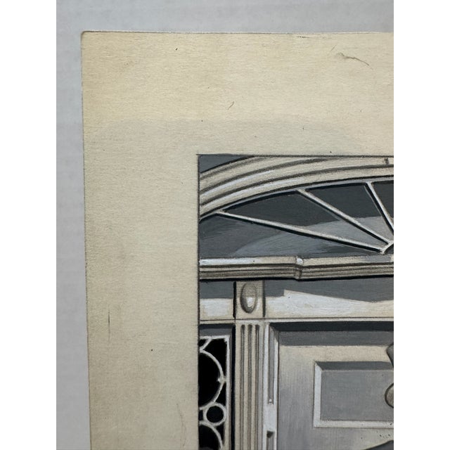 Original Signed Graphite Illustration of Colonial Couple Leaving Townhouse, 11 X 9 In. For Sale - Image 4 of 5