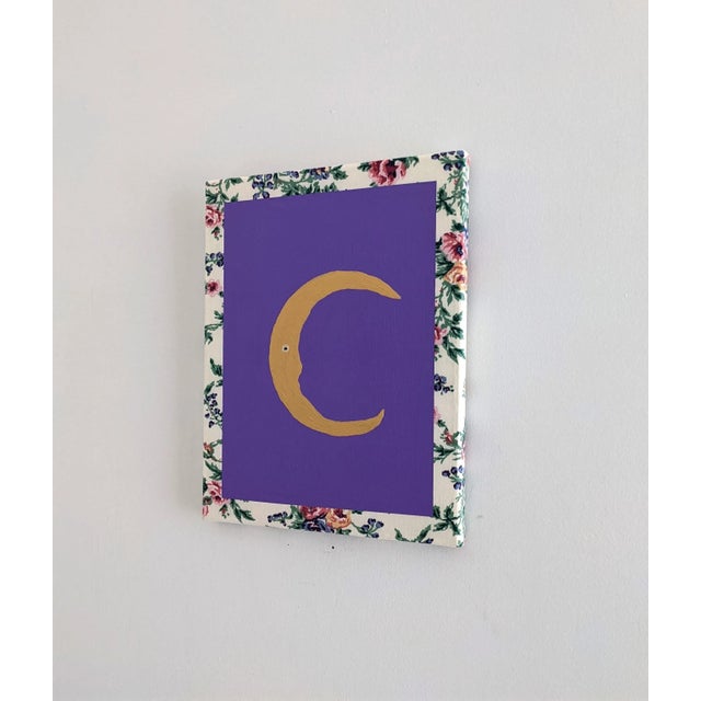 "Not My Problem" Abstract Floral Crescent Moon Acrylic Painting by Frances Sousa For Sale - Image 4 of 9