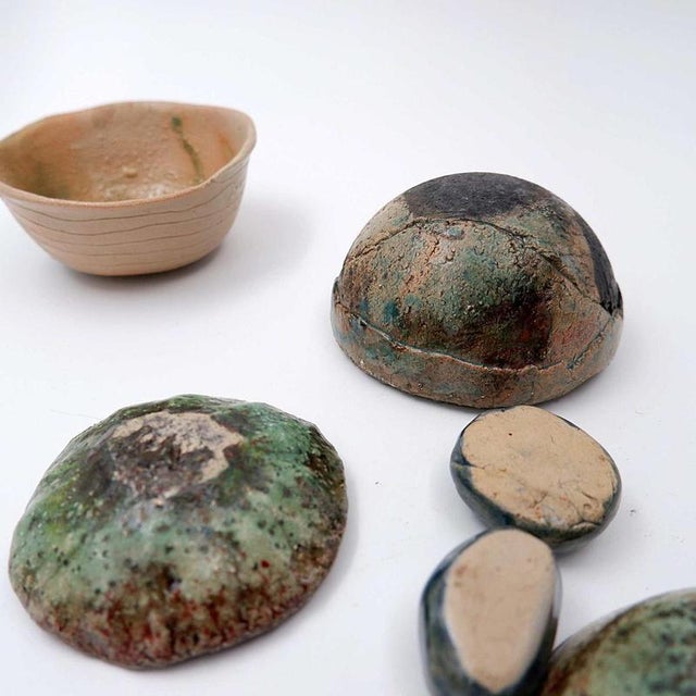 Green Decorative Ceramics by N. Lebrun for Fond d'Atelier, Belgium, 1970s, Set of 6 For Sale - Image 10 of 13