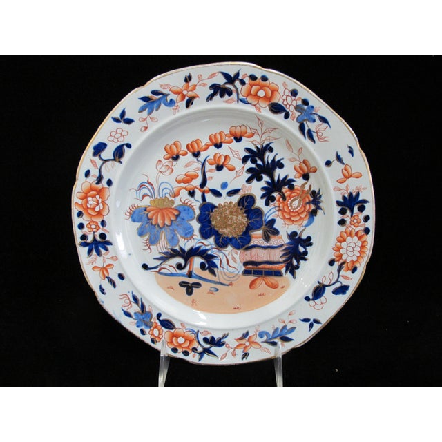 Early 19th Century Georgian Masons Ironstone Imari Japan Basket 9 1/2' Luncheon Plate Set of 6 For Sale - Image 4 of 8