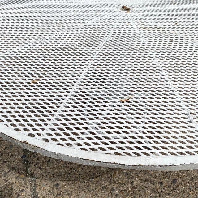 White Vintage Russell Woodard Sculptura 53" Round Wrought Iron Patio Dining Table For Sale - Image 8 of 11