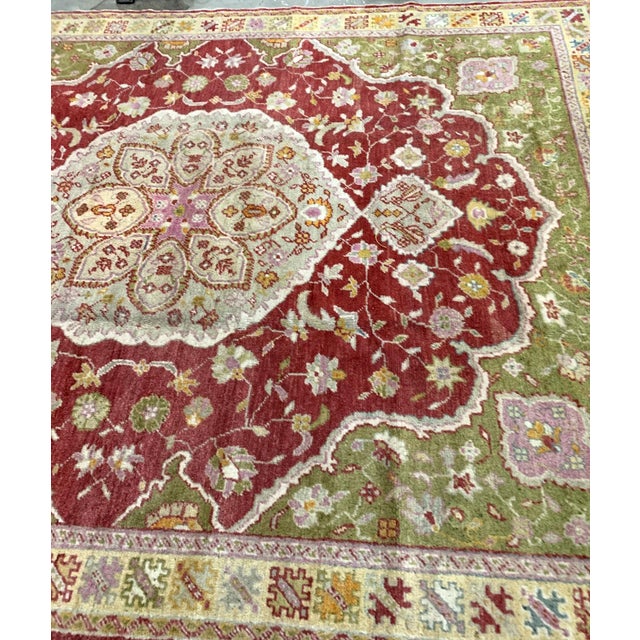 1910s 1910s, Handmade Antique Turkish Oushak Rug 8.1' X 10.2' For Sale - Image 5 of 8