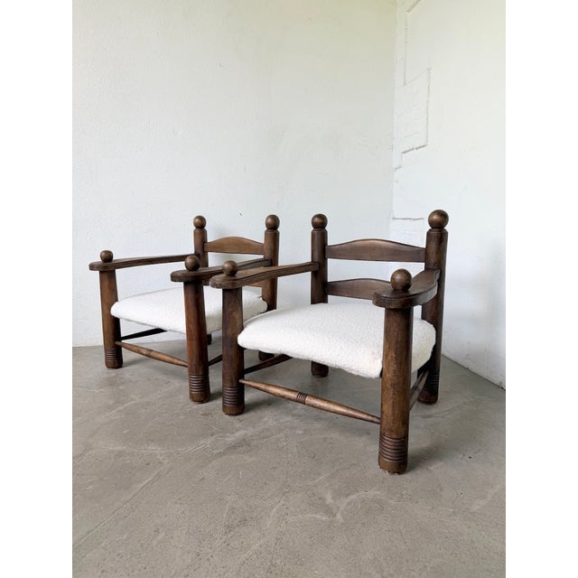 Lounge Chairs in Oak by Dudouyt, 1950s, Set of 2 For Sale - Image 18 of 18