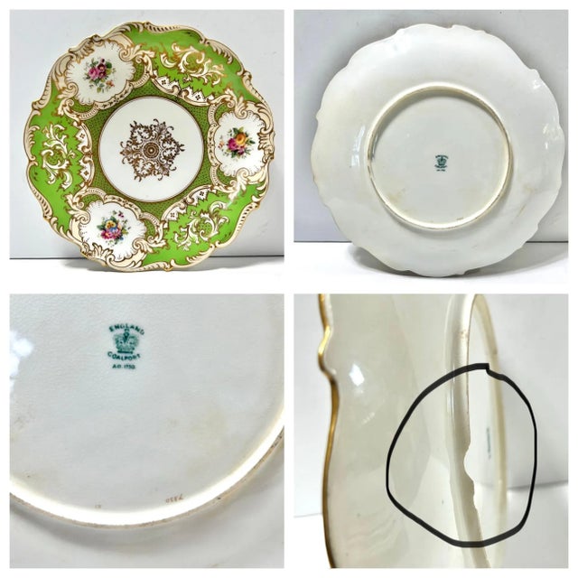 Vintage Apple Green English Coalport Dinner Plates - Set of 7 For Sale - Image 11 of 11