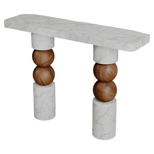 Limited Edition, Stacked Spheres Walnut Marble Perle Console by Esther Knopfler For Sale - Image 14 of 14