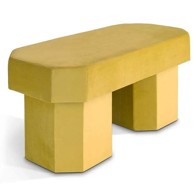 Viva yellow bench by houtique dimensions: d 100 x w 45 x h 48 cm materials: velvet, upholstery, wood also available in...