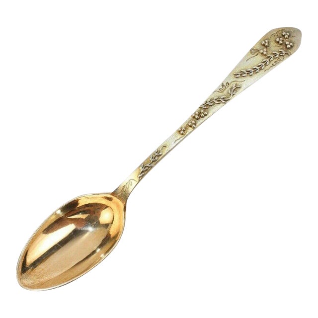 Tiffany & Co Gilt Sterling Silver Coffee Spoon w Applied Berries and Leaves For Sale