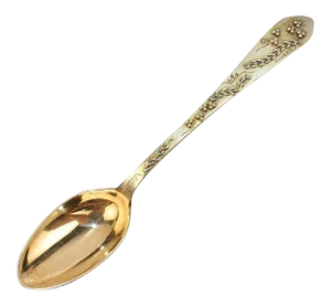 Tiffany & Co Gilt Sterling Silver Coffee Spoon w Applied Berries and Leaves
