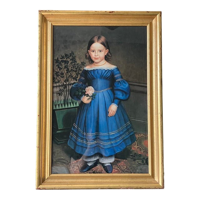 Robert Peckham Rosa Heywood Folk Art Lithograph j.j. Kormann & Sons Custom Gilded Frame 22x31 Large For Sale