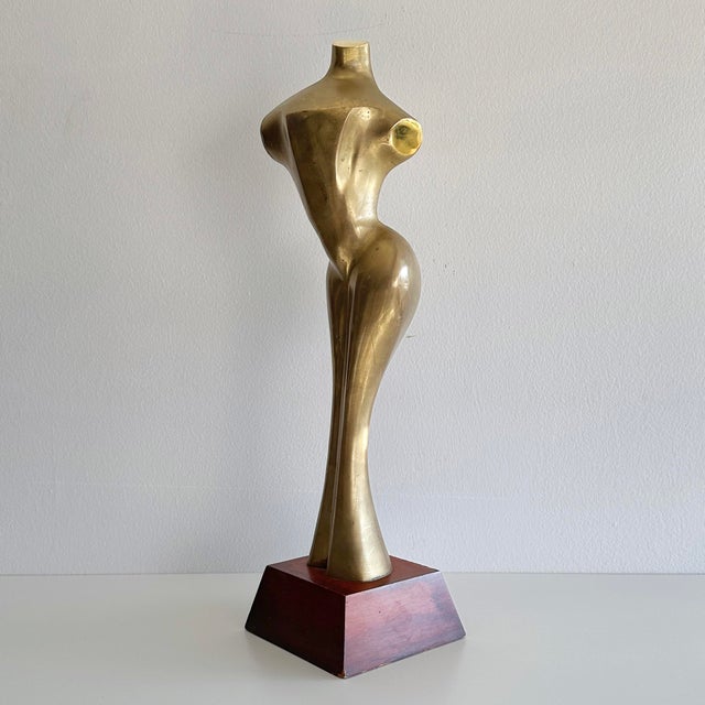 Mid 20th Century Emiel De Block Style Brass Nude Sculpture For Sale - Image 9 of 12
