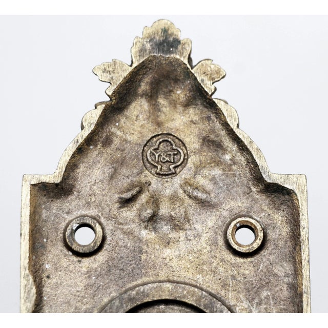 Mid 20th Century Mid 20th Century Yale Victorian Style 12 In. Brass Push Plate With Thumb Latch For Sale - Image 5 of 6