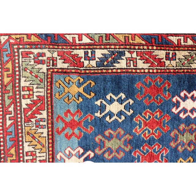 Antique Caucasian Kazak Rug With Geometric and Tribal Motifs 4'3" X7'6" For Sale - Image 11 of 13