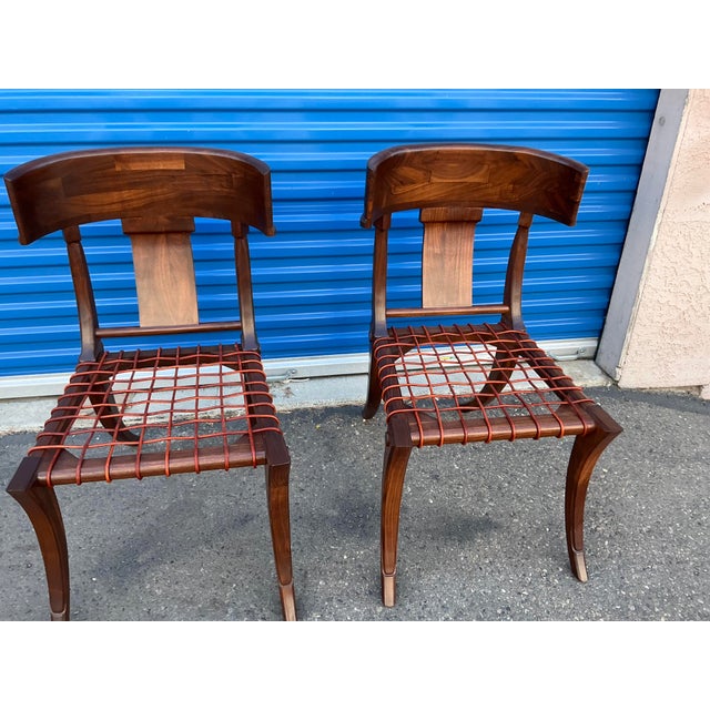 Modern Walnut Klismos Style Chairs - A Pair For Sale - Image 12 of 15