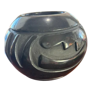 1990s Pueblo Black Pot by Denise Chavarria Santa Clara Pueblo