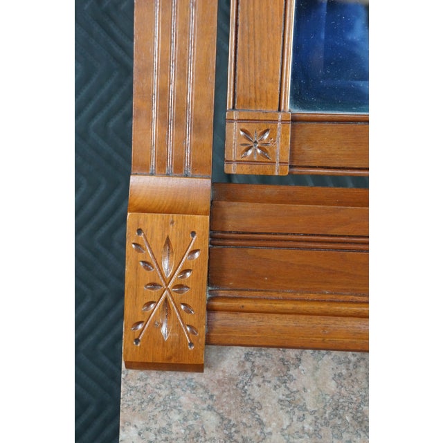 Antique Victorian Eastlake Walnut Burl Marble Washstand & Mirror Commode Cabinet For Sale - Image 10 of 18