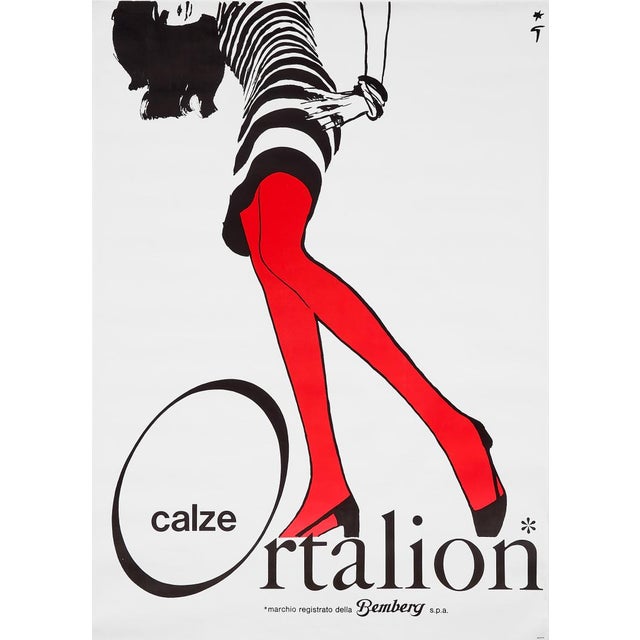 Original Vintage Calze Ortalion Offset Poster by René Gruau, 1970s For Sale - Image 13 of 13