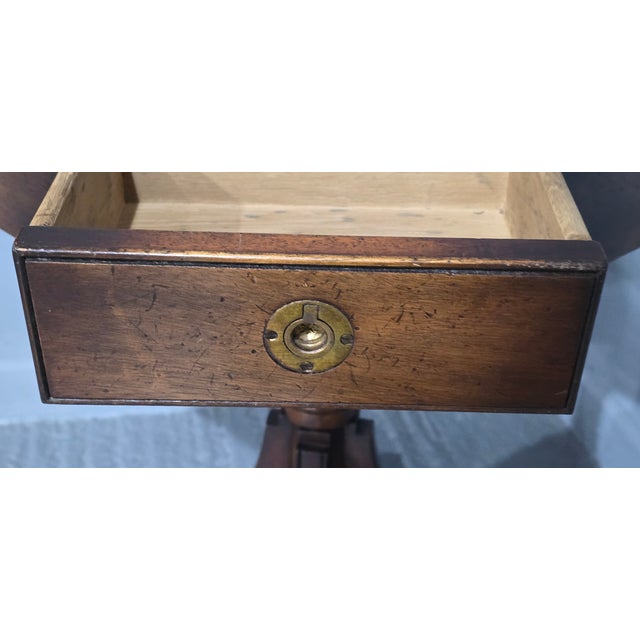 Wood Vintage Campaign Drum Table, 1930 For Sale - Image 7 of 13