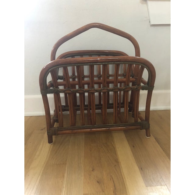 Vintage Rattan Magazine Rack For Sale In New Orleans - Image 6 of 6