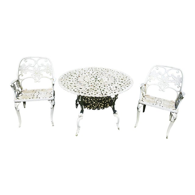 1950 S Floral Ornate Patio Furniture Set Of 3 Chairish