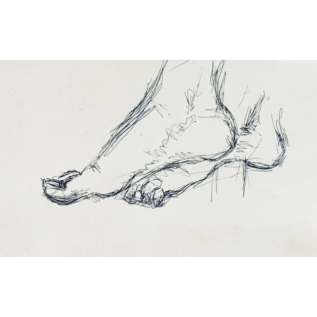 Mid-Century Modern Mid 20th Century Pen & Ink Foot Study Drawing For Sale - Image 3 of 3