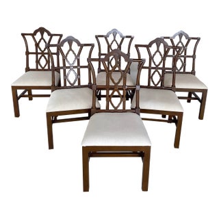 Vintage Chinese Chippendale Chairs, Set of 6 For Sale