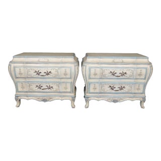 Pair of Venetian Style Karges Paint Decorated Commodes Night Stands For Sale