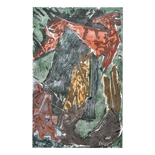Emil Sorge, Woman and Roe Deer, 1990, Woodcut For Sale