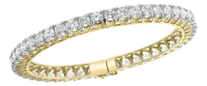 30 Pointer Each, 14 Ct Single Line Eternity 18 Kt Gold & Diamond Bangle, Single