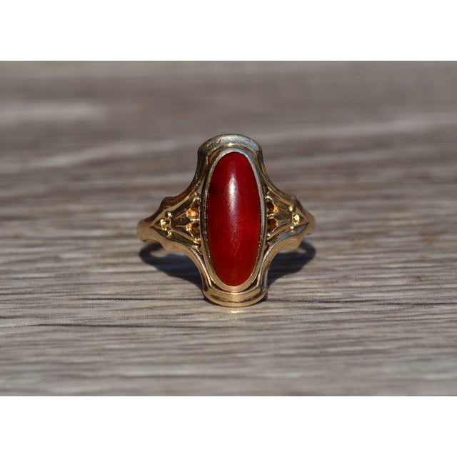 The Pomona: Antique Art Nouveau Ring set with Carnelian For Sale - Image 9 of 11