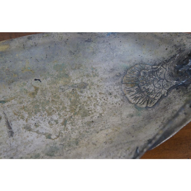 Vintage Bronze Sculptural Chinese Dragon Centerpiece Serving Tray Bowl Compote For Sale - Image 12 of 12