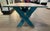19th Century 19thc Scrub Top Blue Painted Trestle Table For Sale - Image 5 of 9