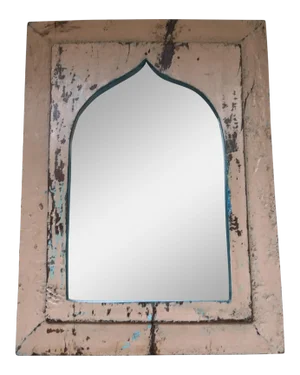 Vintage Indian Archway Painted Teak Mirror