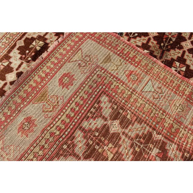 Brown Vintage Turkish Oushak Rug in Brown, Taupe, Pale Green, and Coral For Sale - Image 8 of 8