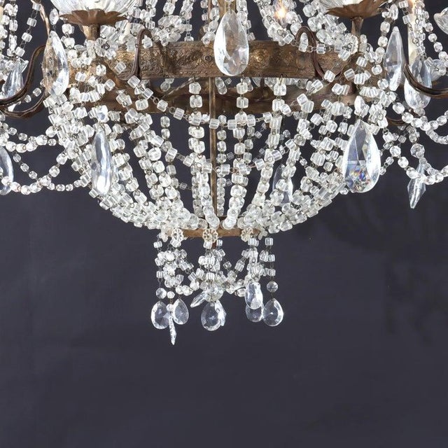 Glass Large Antique French Empire Inspired Crystal & Bronze 8-Light Chandelier C1930 For Sale - Image 7 of 12