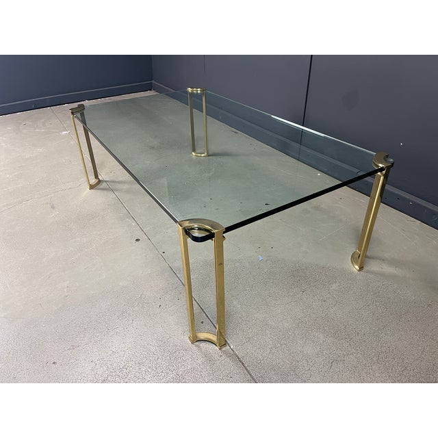 Brass and Glass Coffee Table in the style of Peter Ghyczy, 1970s For Sale - Image 12 of 13