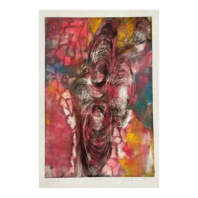 1995 Abstract Color Etching by Nichols For Sale