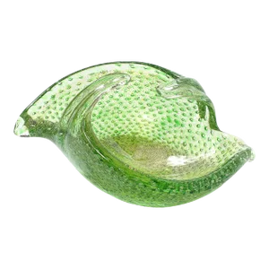 Mid-Century Hand-Blown Murano Glass Dish in Lime Green With Bullicante Detailing