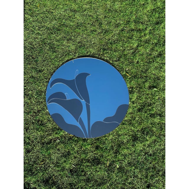 Vintage 80's Art Glass Wall Mirror With Calla Lilies For Sale - Image 9 of 9