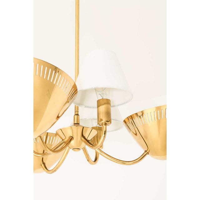 Scandinavian Modern Brass Ceiling Lamp in Gold and White, 1950s For Sale - Image 4 of 10