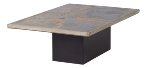Rectangular Coffee Table with Basalt and Terracotta Inlay by Paul Kingma, 1970s