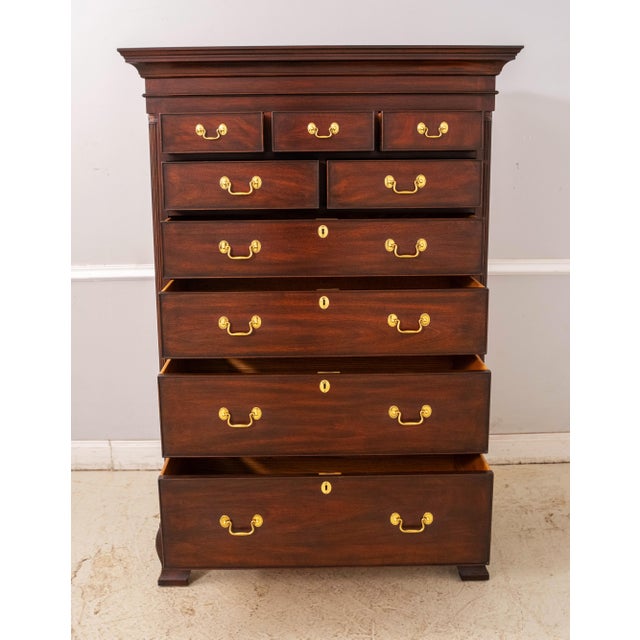 Chippendale 1990s Henkel Harris New Market Mahogany Tall Chest For Sale - Image 3 of 18