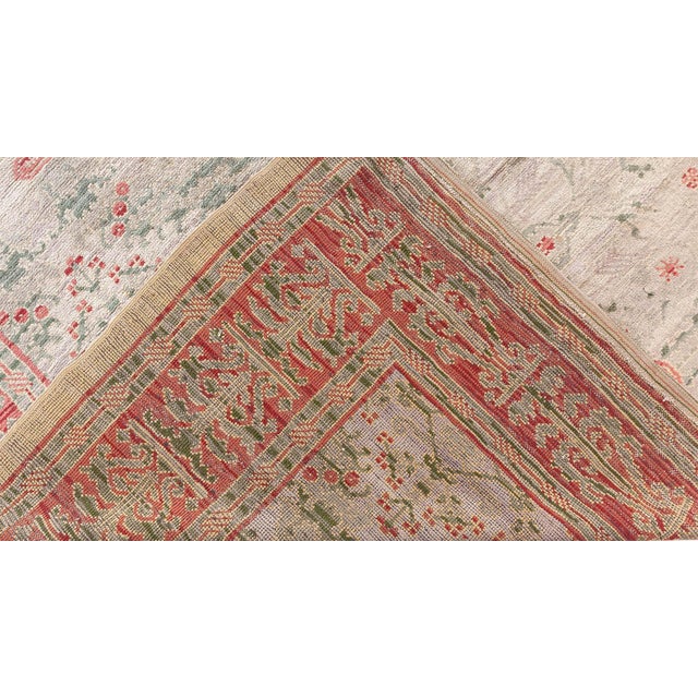 Off-white Doris Leslie Blau Mid-20th century Spanish Floral Handmade Wool Rug For Sale - Image 8 of 8