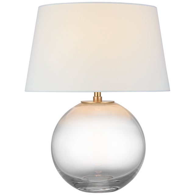 Masie Medium Table Lamp in Clear Glass with Linen Shade Designer: Chapman & Myers Height: 20.75" Shade Detail: SH13" x 16"...