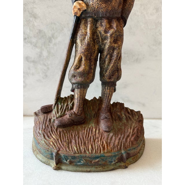 Mid 20th Century Vintage Cast Iron Golfer Doorstop For Sale - Image 5 of 8