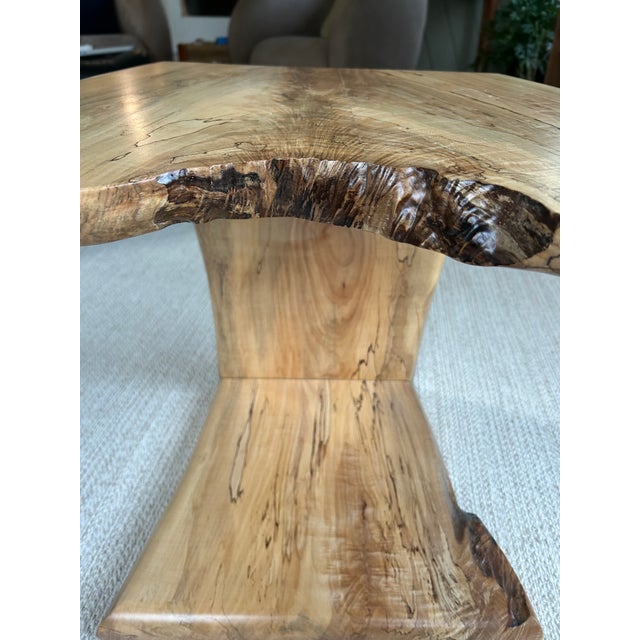 One of a Kind Figured Spaltted Maple Live Edge End Table For Sale - Image 12 of 14